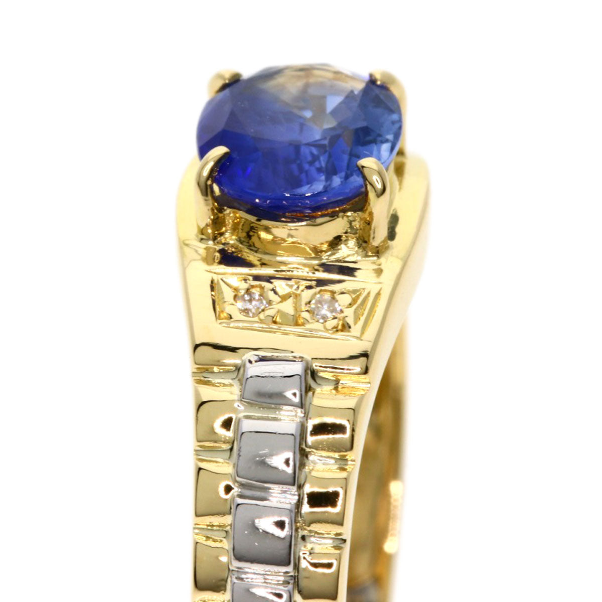 1.12ct Sapphire Diamond Ring K18 Yellow Gold PT900 3.88g　Ladies