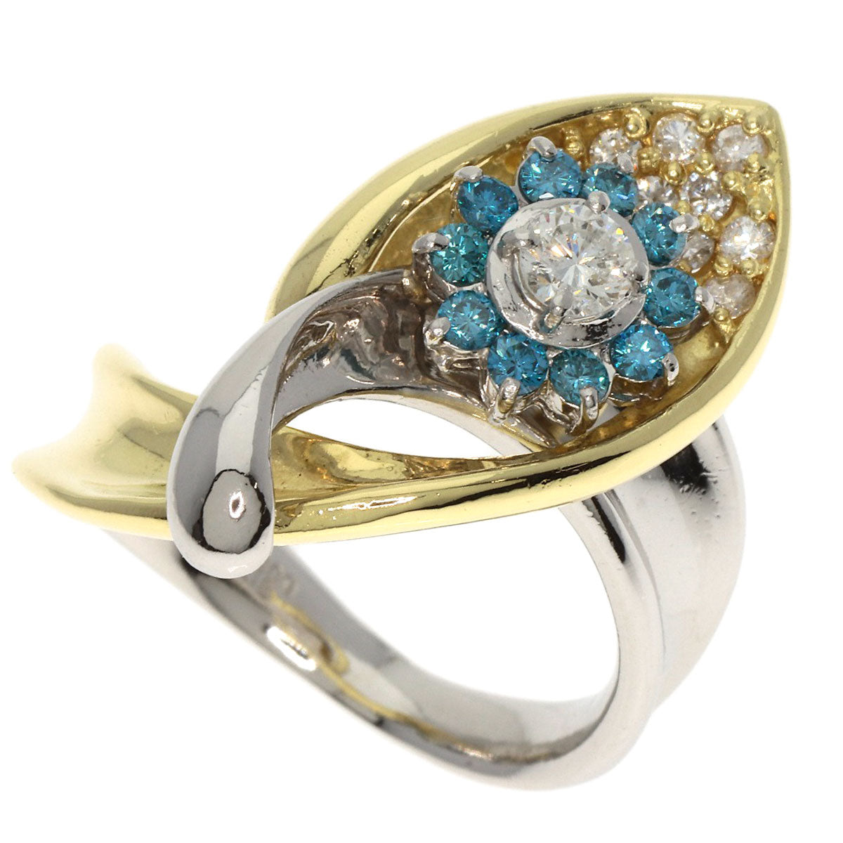 0.2ct Diamond Ring Platinum PT900 18K Yellow Gold 13.4g　Ladies