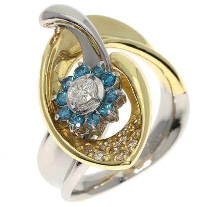 0.2ct Diamond Ring Platinum PT900 18K Yellow Gold 13.4g　Ladies