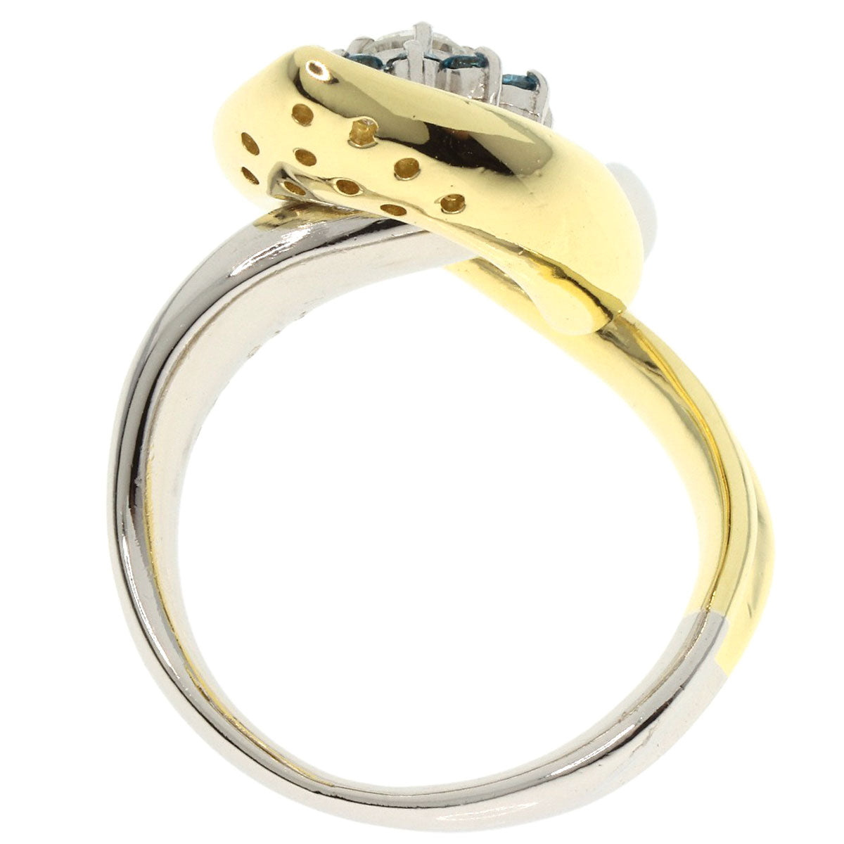 0.2ct Diamond Ring Platinum PT900 18K Yellow Gold 13.4g　Ladies