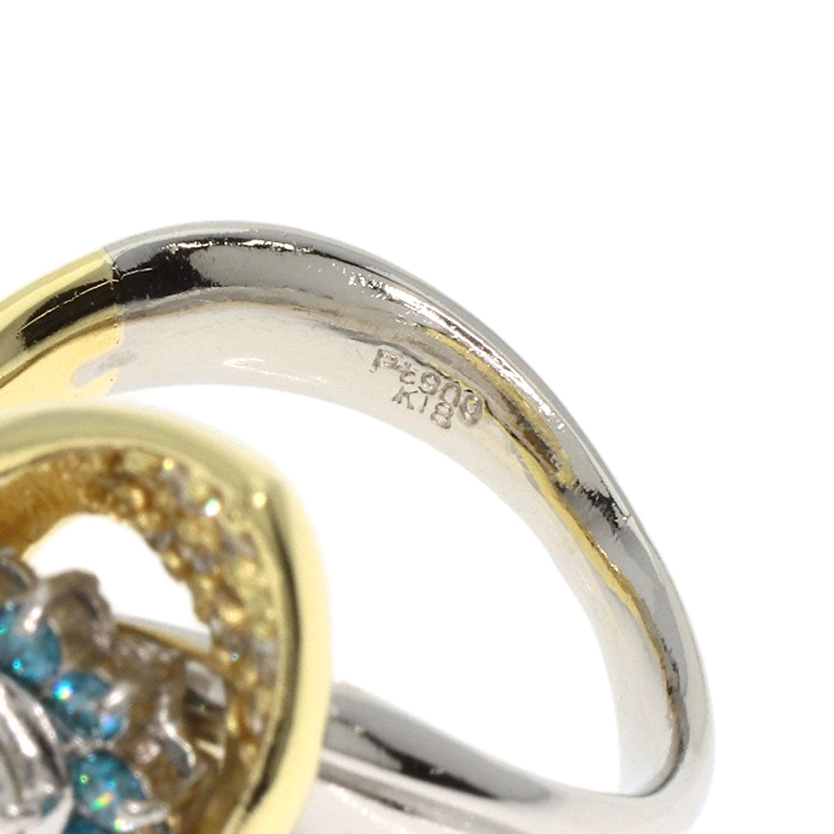 0.2ct Diamond Ring Platinum PT900 18K Yellow Gold 13.4g　Ladies