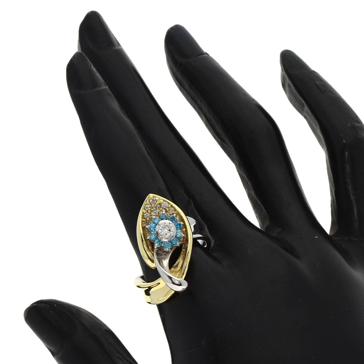 0.2ct Diamond Ring Platinum PT900 18K Yellow Gold 13.4g　Ladies