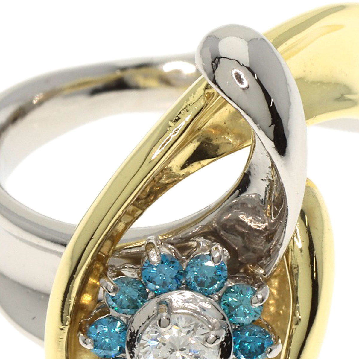 0.2ct Diamond Ring Platinum PT900 18K Yellow Gold 13.4g　Ladies