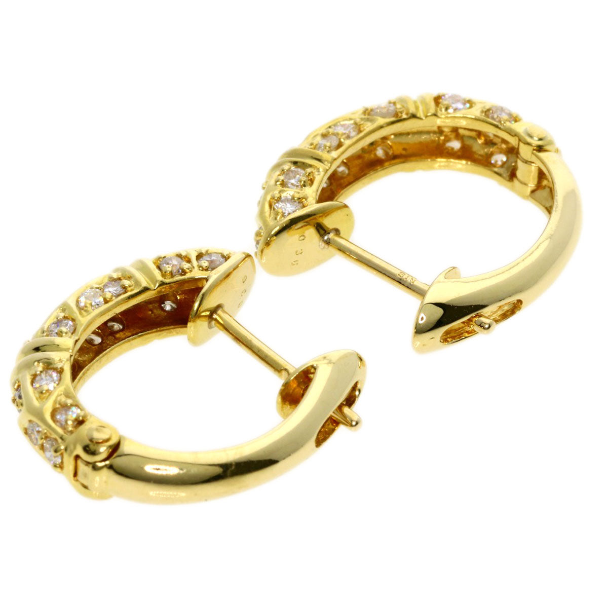 0.36ct Diamond Hoops earring K18 Yellow Gold  6.75g　Ladies