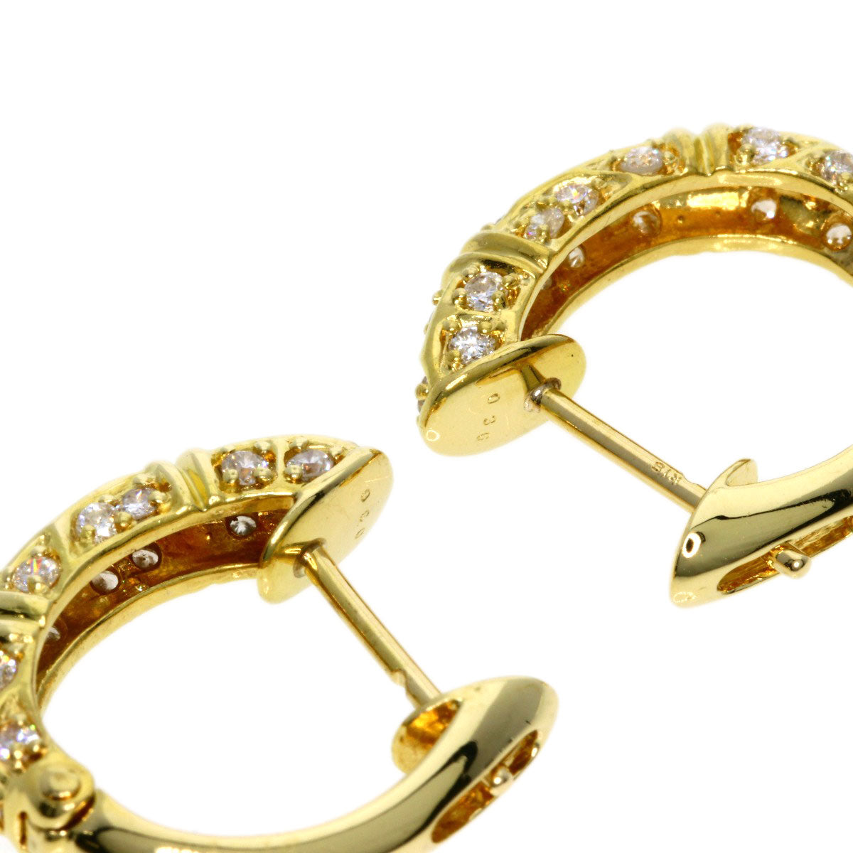 0.36ct Diamond Hoops earring K18 Yellow Gold  6.75g　Ladies