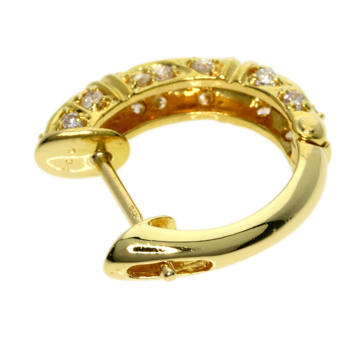 0.36ct Diamond Hoops earring K18 Yellow Gold  6.75g　Ladies