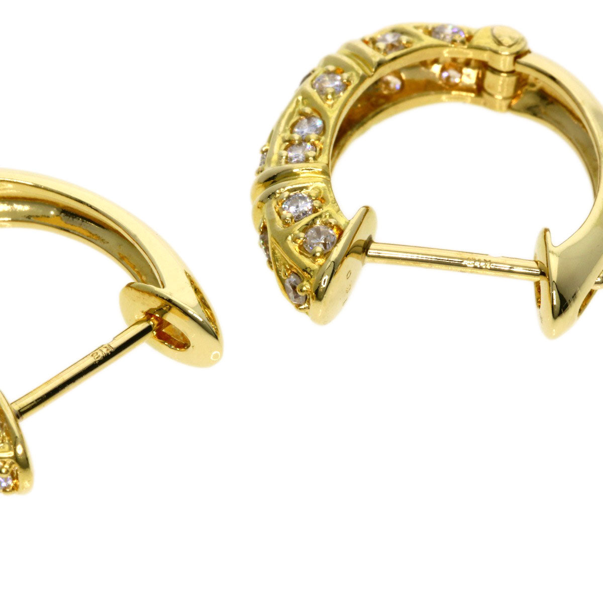 0.36ct Diamond Hoops earring K18 Yellow Gold  6.75g　Ladies