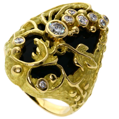 MATSUZAKI   Ring Onyx Diamond K18 Yellow Gold Ladies