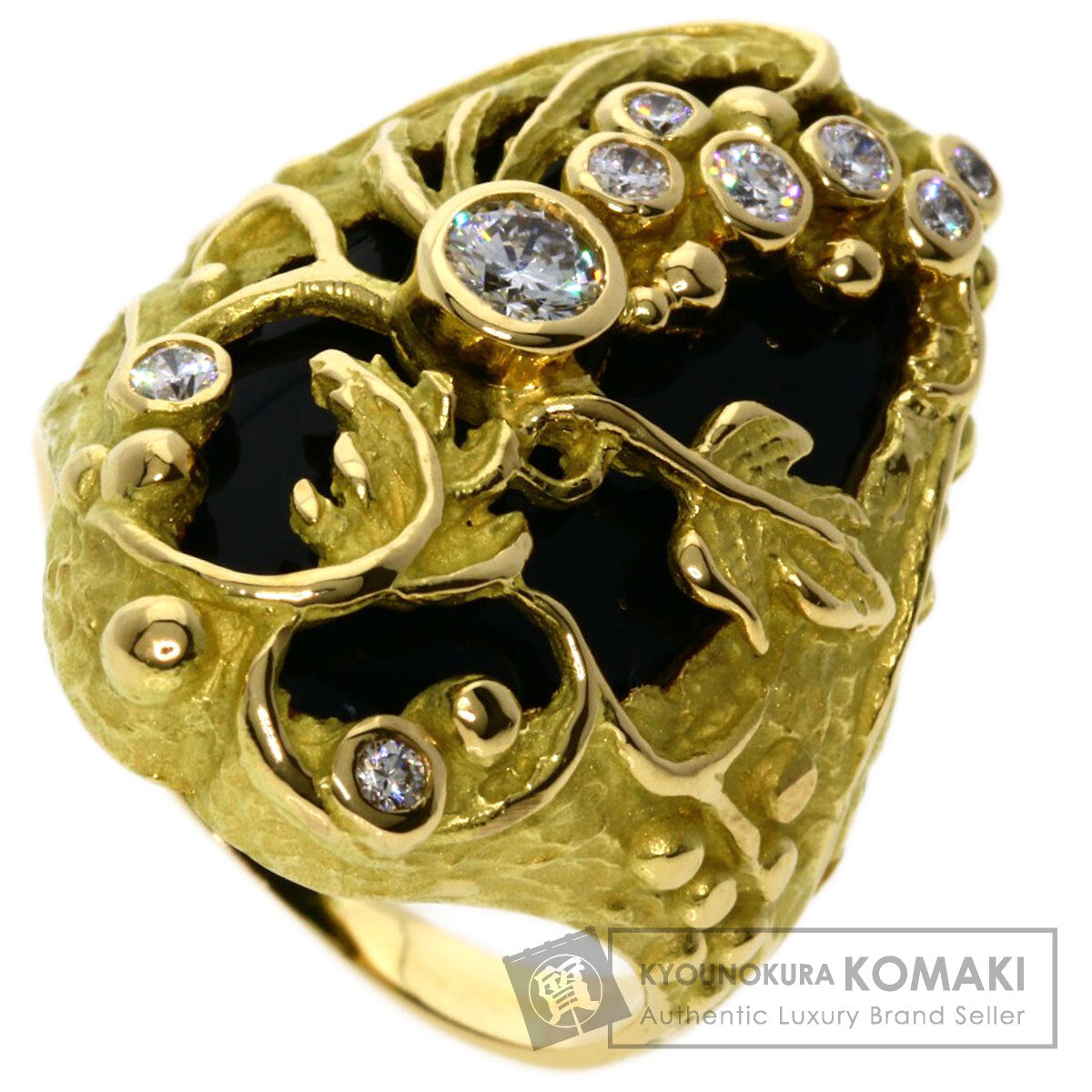 MATSUZAKI   Ring Onyx Diamond K18 Yellow Gold Ladies