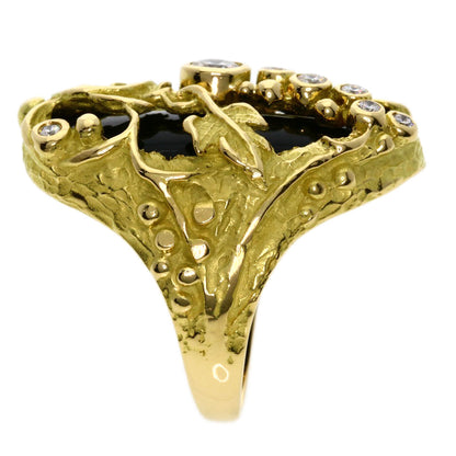 MATSUZAKI   Ring Onyx Diamond K18 Yellow Gold Ladies
