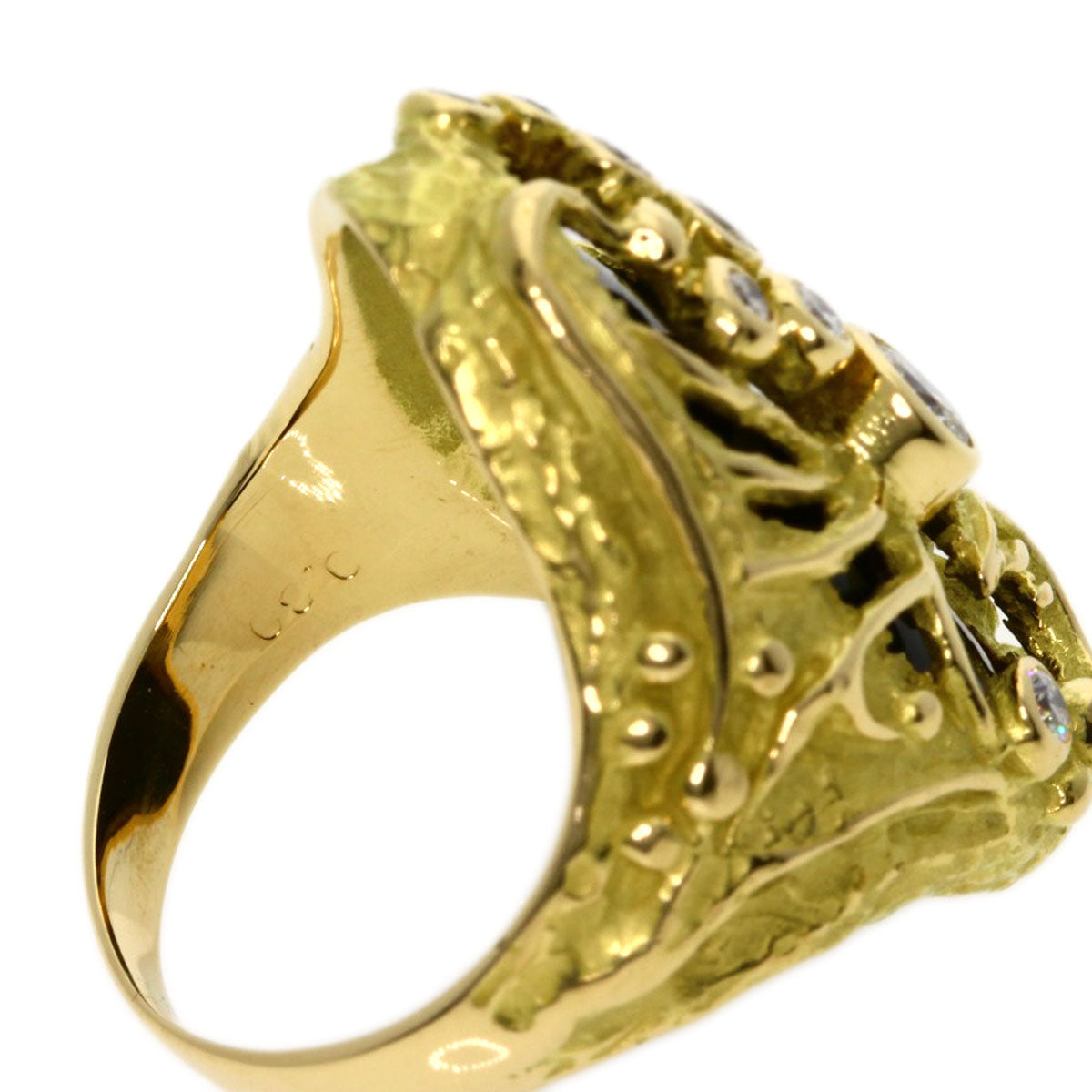 MATSUZAKI   Ring Onyx Diamond K18 Yellow Gold Ladies