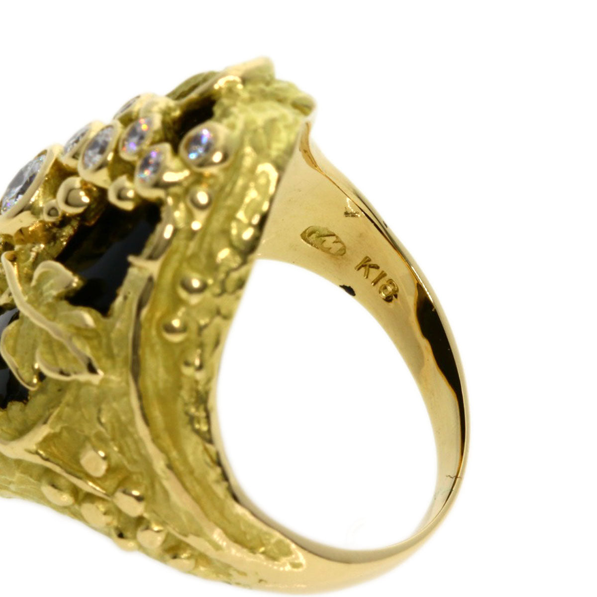 MATSUZAKI   Ring Onyx Diamond K18 Yellow Gold Ladies