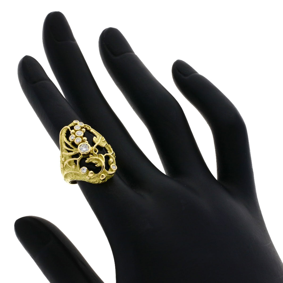 MATSUZAKI   Ring Onyx Diamond K18 Yellow Gold Ladies