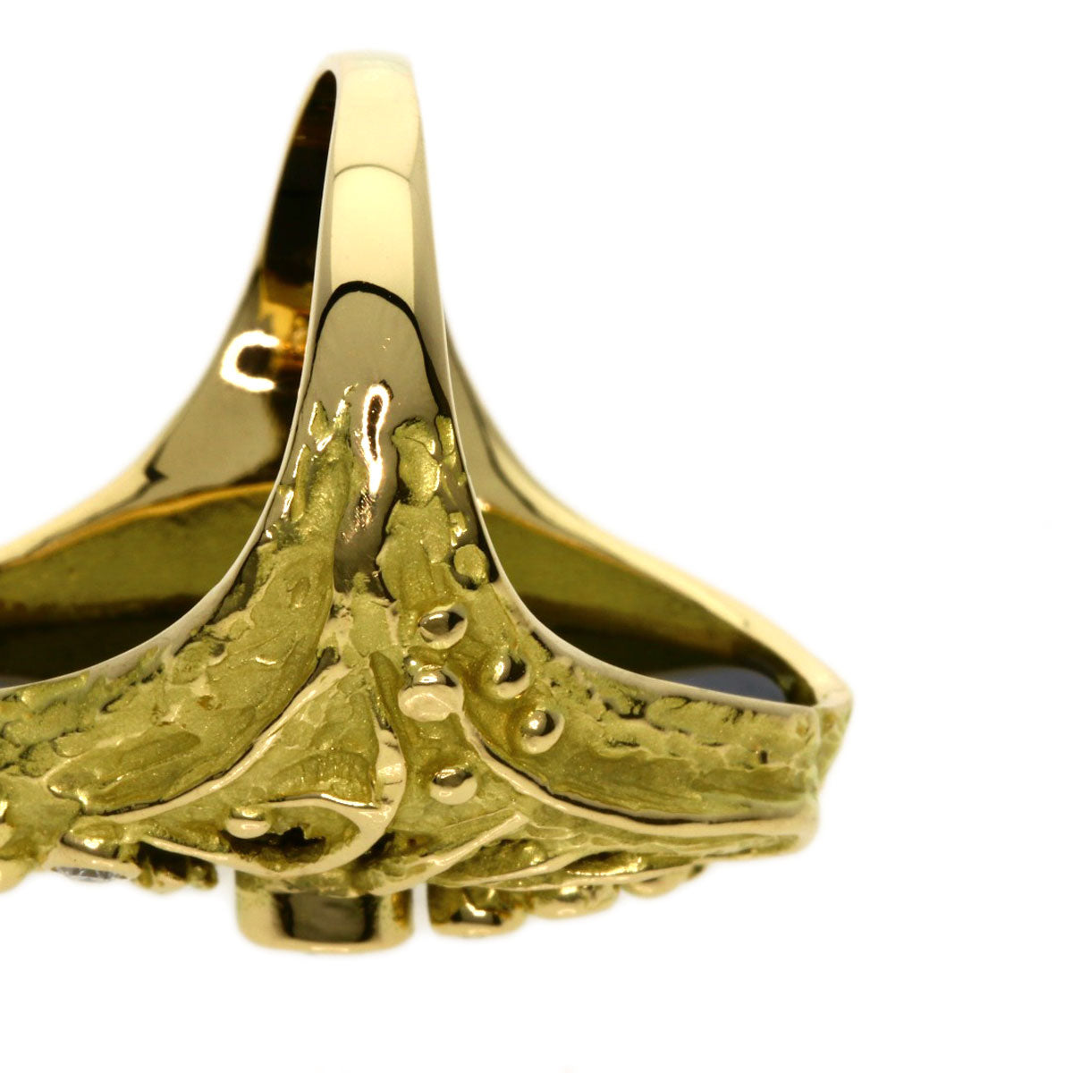 MATSUZAKI   Ring Onyx Diamond K18 Yellow Gold Ladies