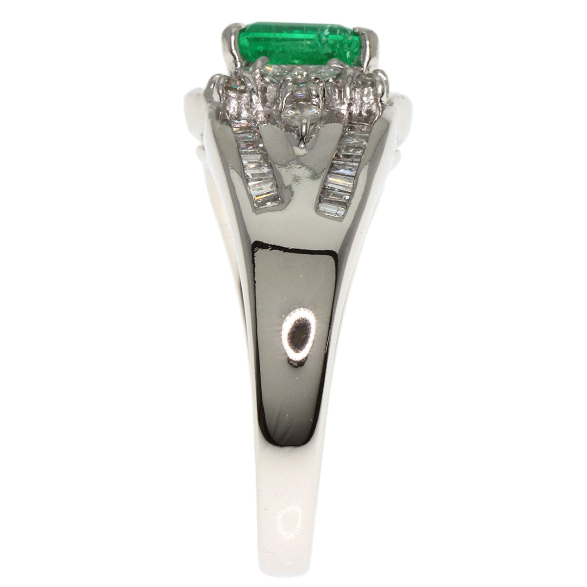 1.15ct Emerald Diamond Ring Platinum PT900  8.1g　Ladies