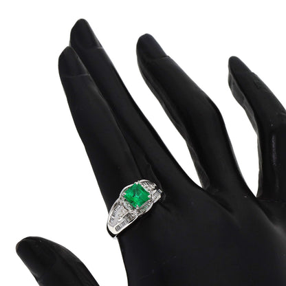 1.15ct Emerald Diamond Ring Platinum PT900  8.1g　Ladies