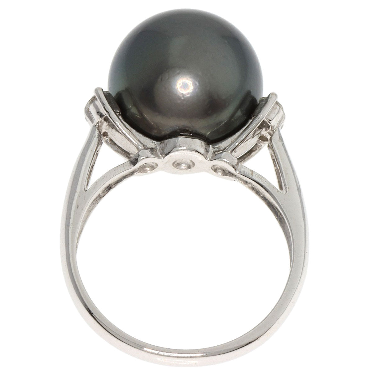 Pearl Pearl Diamond Ring K18 White Gold  5.7g　Ladies