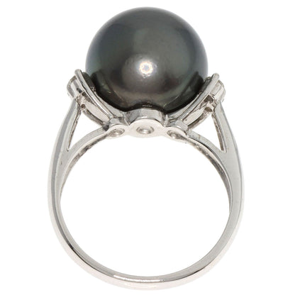 Pearl Pearl Diamond Ring K18 White Gold  5.7g　Ladies