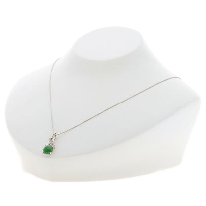 2.72ct Jade stone Jade Diamond Necklace K18 White Gold  3.9g　Ladies