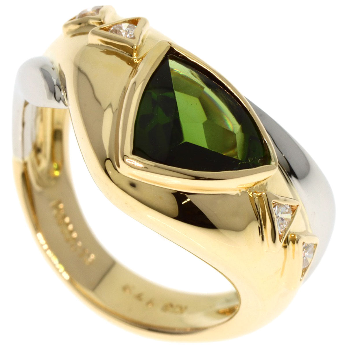 1.73ct Tourmaline Diamond Ring K18 Yellow Gold PT900 9.6g　Ladies