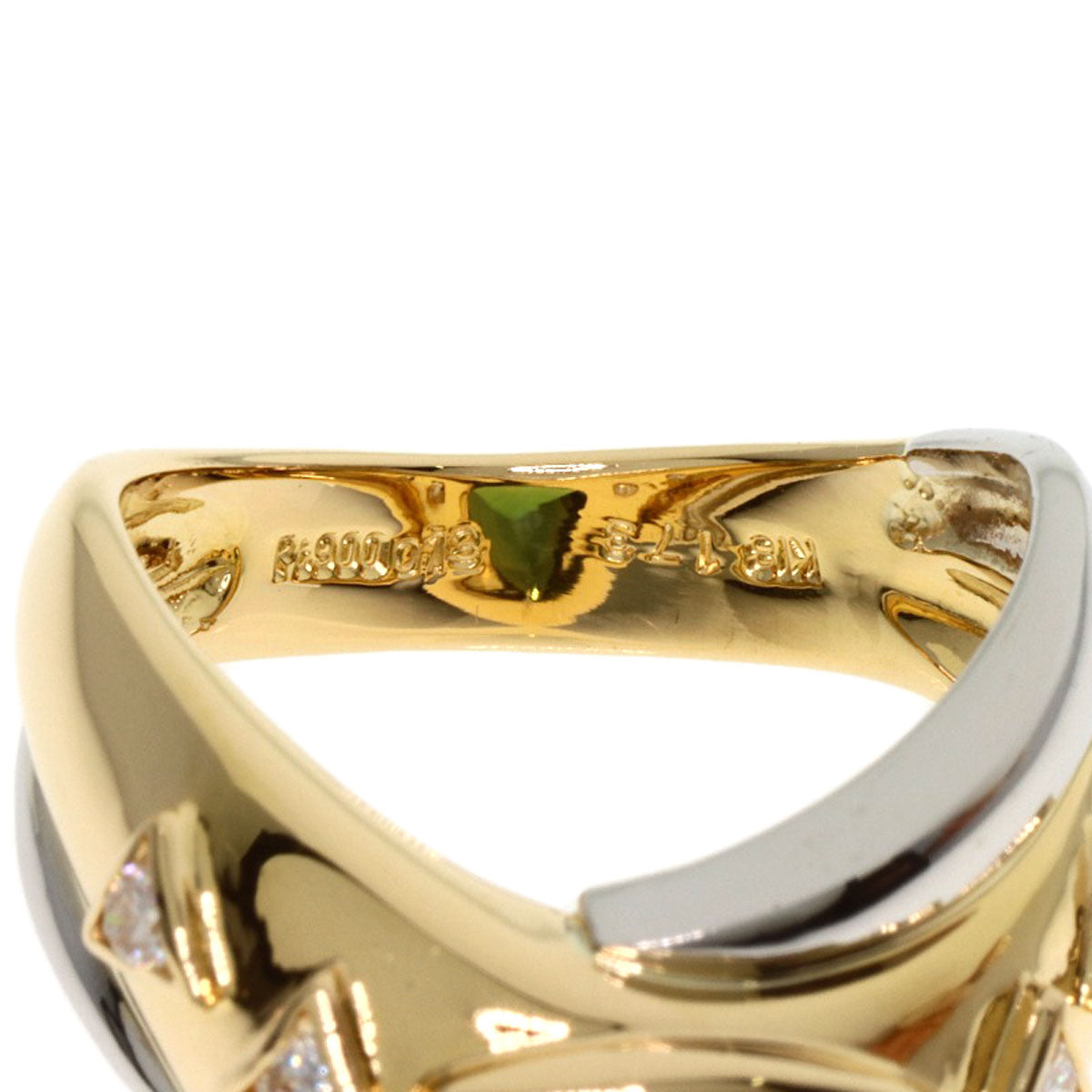 1.73ct Tourmaline Diamond Ring K18 Yellow Gold PT900 9.6g　Ladies