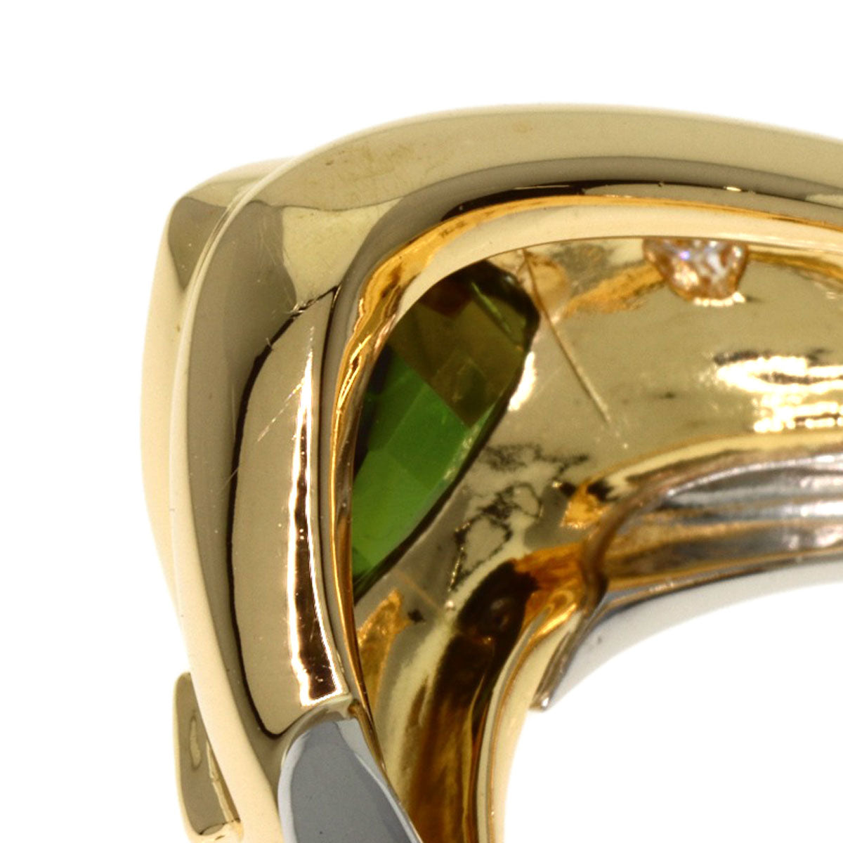 1.73ct Tourmaline Diamond Ring K18 Yellow Gold PT900 9.6g　Ladies