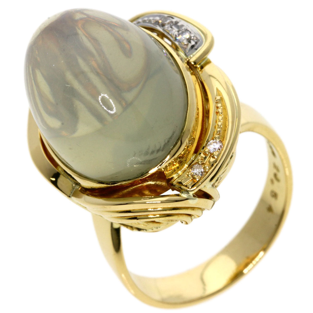 20.54ct Moonstone Diamond Ring K18 Yellow Gold PT900 12.4g　Ladies