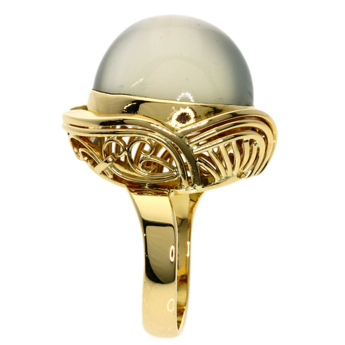 20.54ct Moonstone Diamond Ring K18 Yellow Gold PT900 12.4g　Ladies