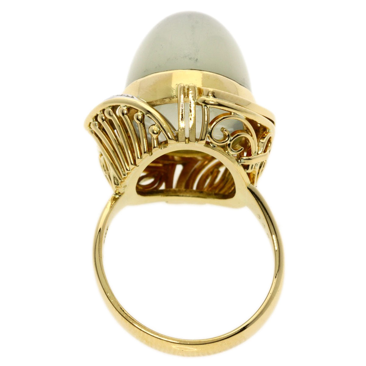 20.54ct Moonstone Diamond Ring K18 Yellow Gold PT900 12.4g　Ladies