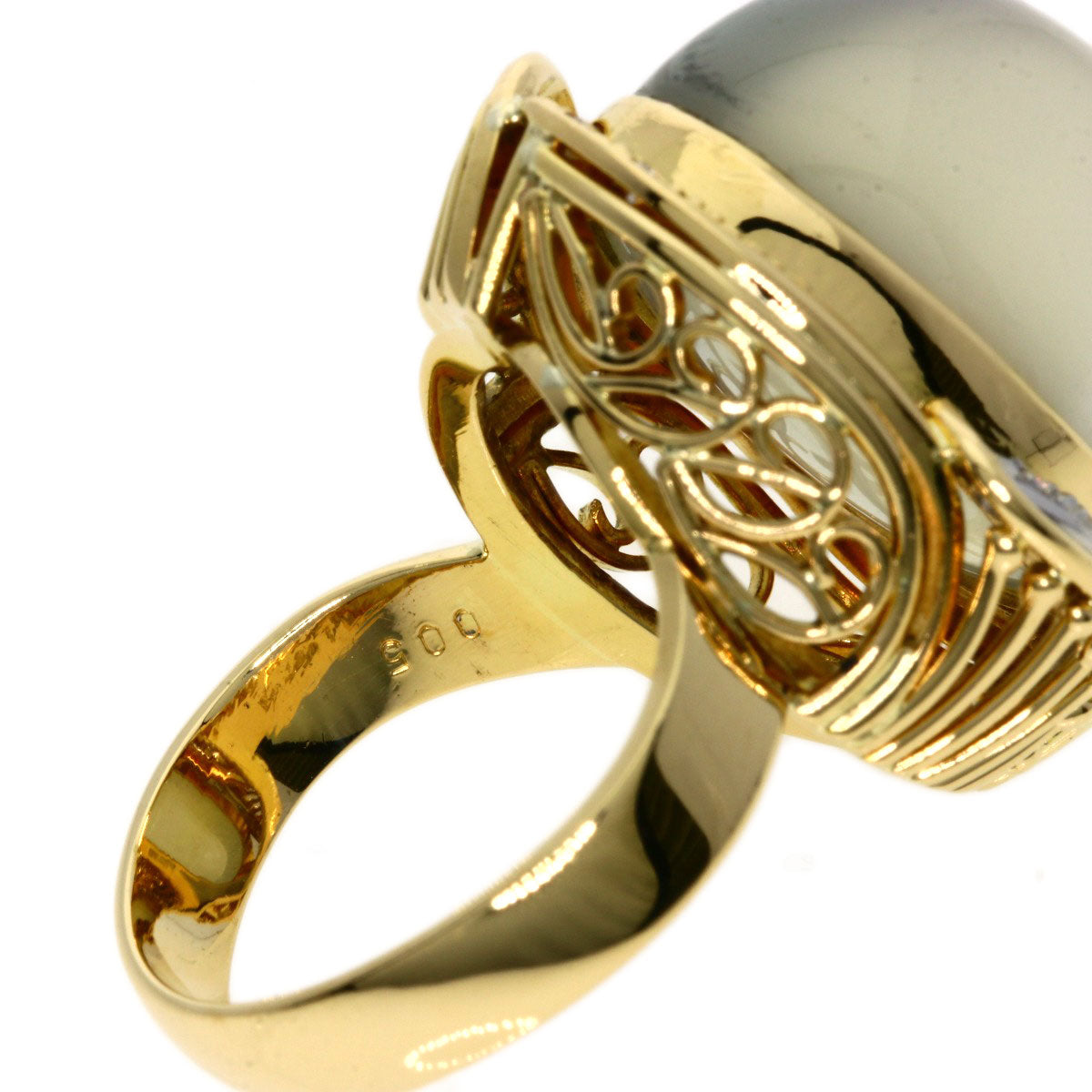 20.54ct Moonstone Diamond Ring K18 Yellow Gold PT900 12.4g　Ladies