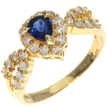 0.39ct Sapphire Diamond Ring K18 Yellow Gold  3g　Ladies