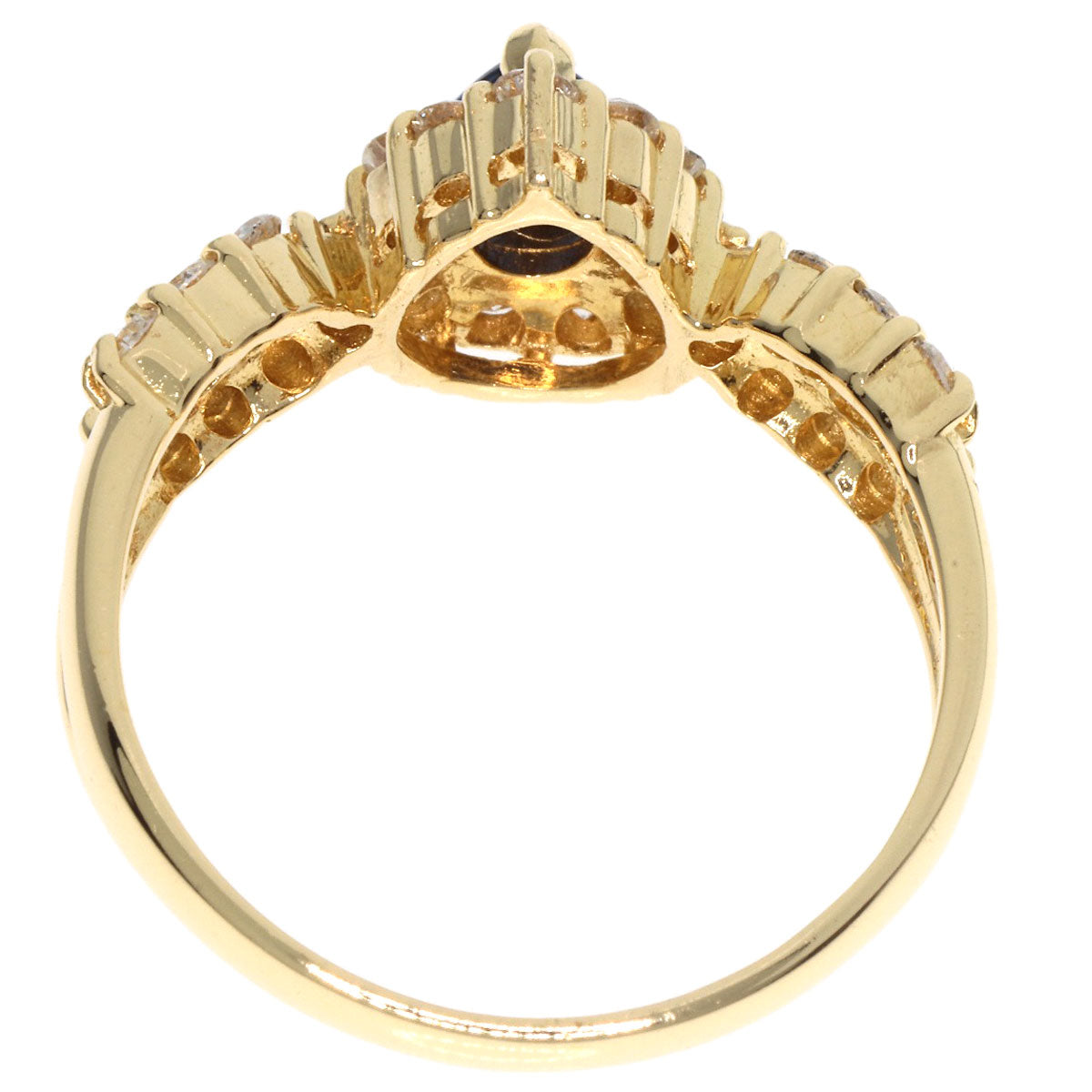 0.39ct Sapphire Diamond Ring K18 Yellow Gold  3g　Ladies