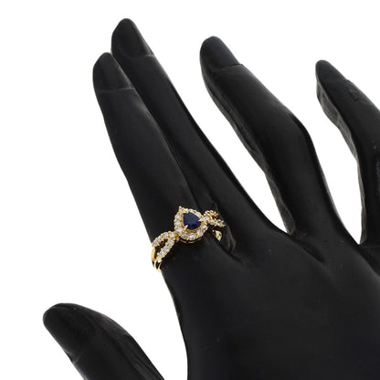 0.39ct Sapphire Diamond Ring K18 Yellow Gold  3g　Ladies