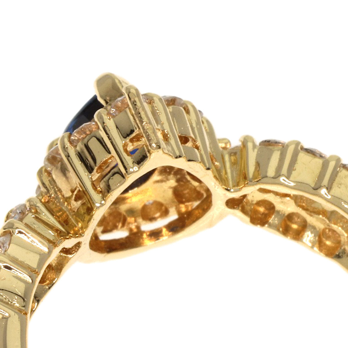 0.39ct Sapphire Diamond Ring K18 Yellow Gold  3g　Ladies