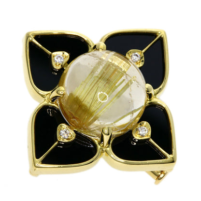 9.31ct Rutile Quartz Diamond Brooch K18 Yellow Gold  10.11g　Ladies
