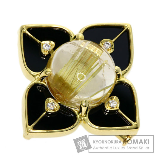9.31ct Rutile Quartz Diamond Brooch K18 Yellow Gold  10.11g　Ladies