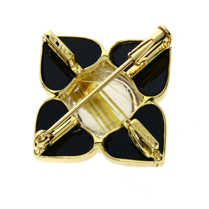 9.31ct Rutile Quartz Diamond Brooch K18 Yellow Gold  10.11g　Ladies