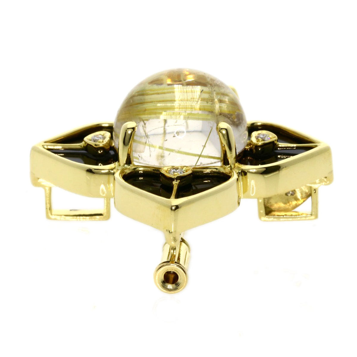 9.31ct Rutile Quartz Diamond Brooch K18 Yellow Gold  10.11g　Ladies