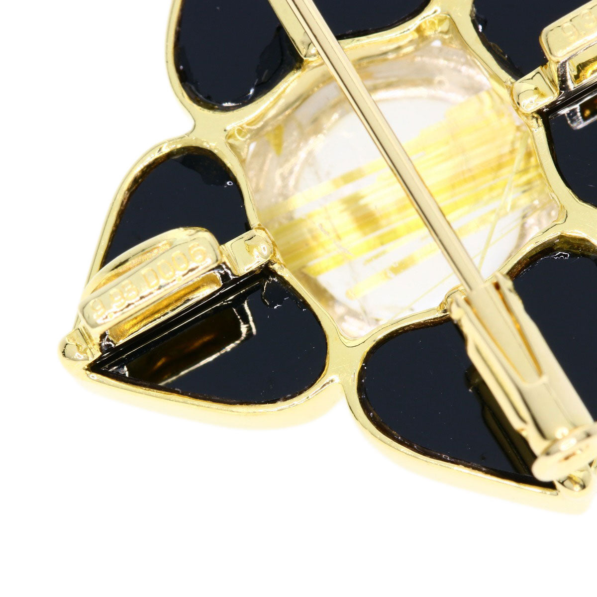 9.31ct Rutile Quartz Diamond Brooch K18 Yellow Gold  10.11g　Ladies