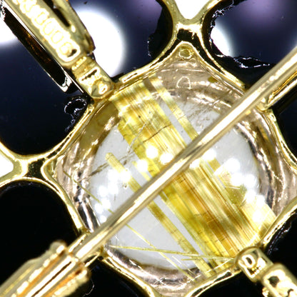 9.31ct Rutile Quartz Diamond Brooch K18 Yellow Gold  10.11g　Ladies