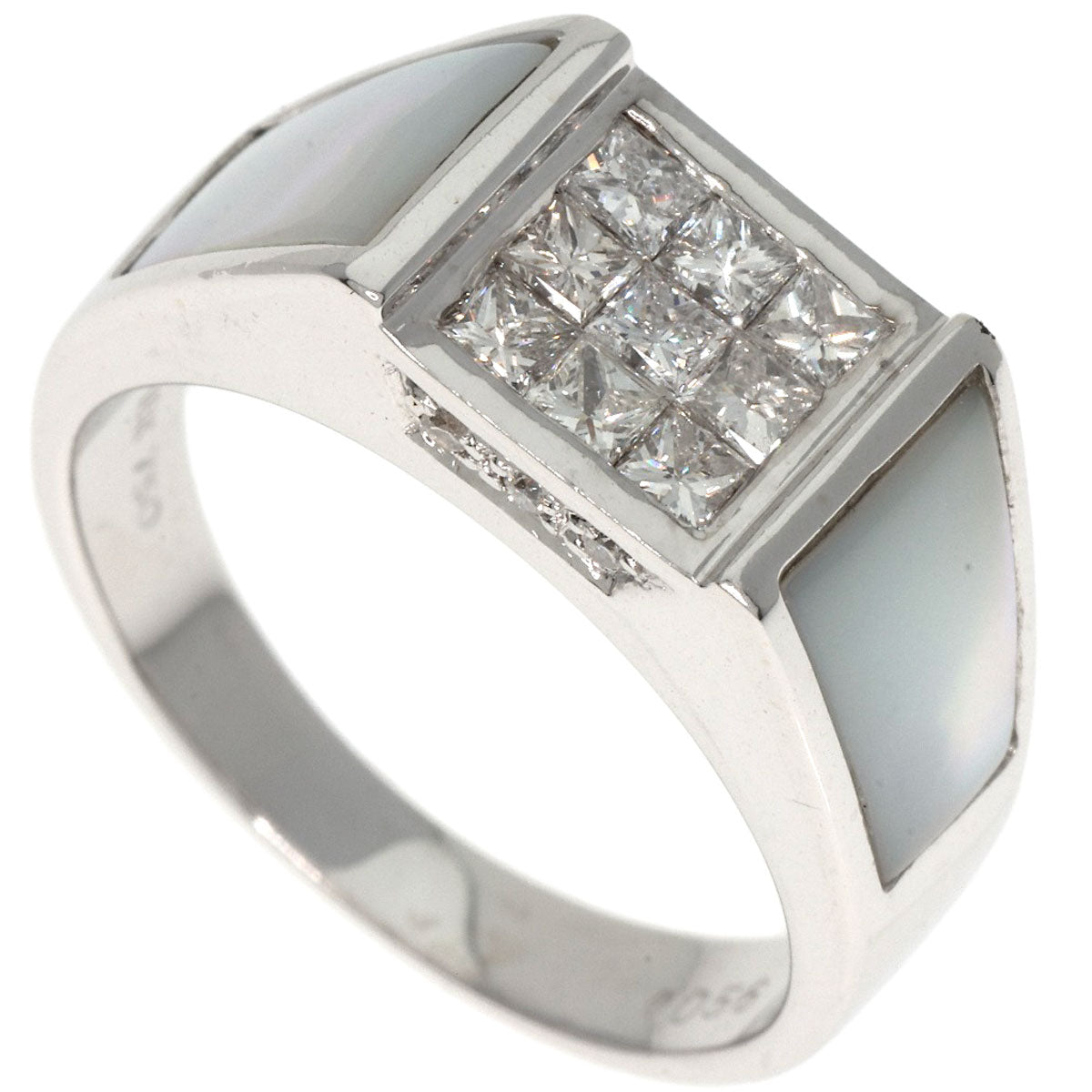 Diamond Shell Ring K18 White Gold  7.91g　Ladies