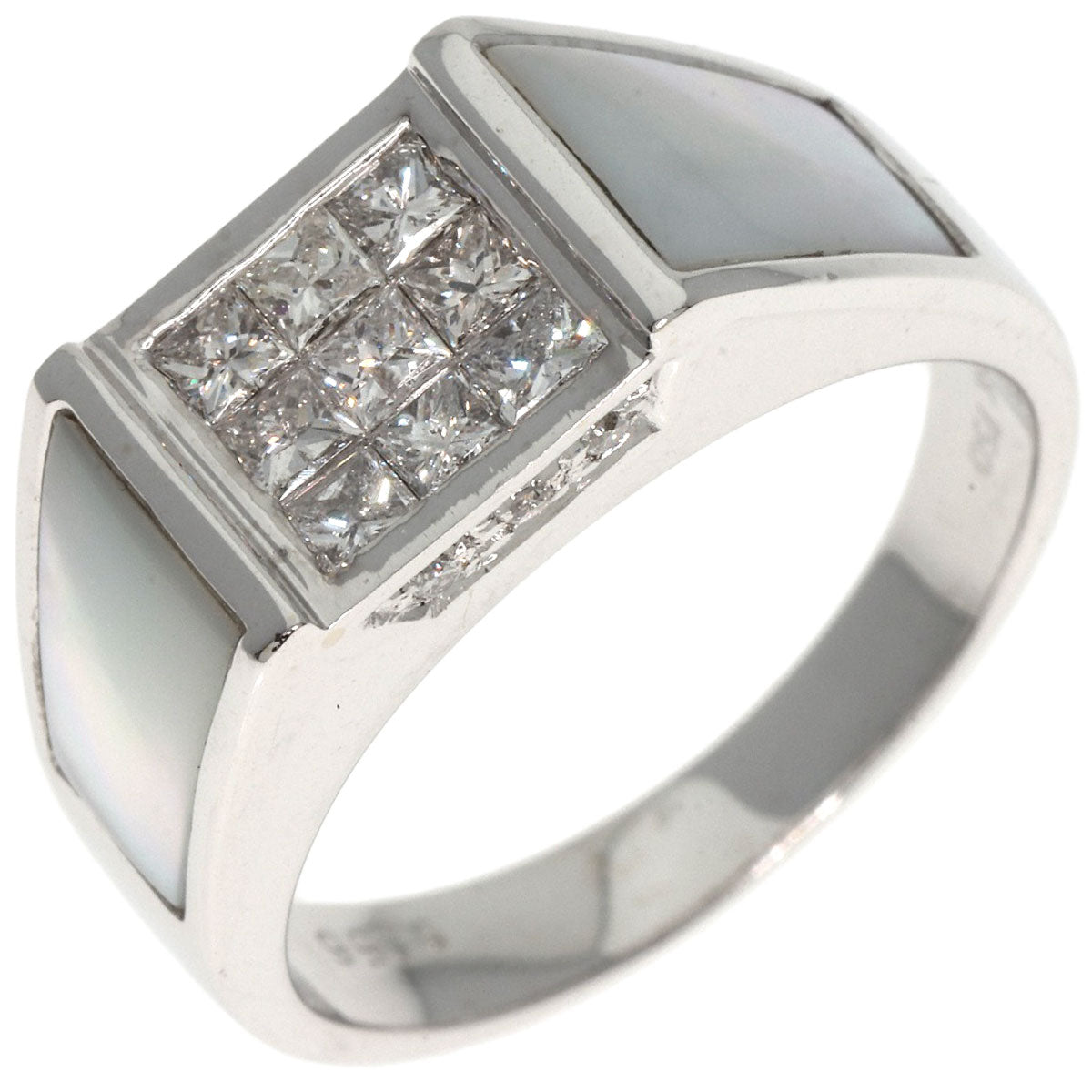 Diamond Shell Ring K18 White Gold  7.91g　Ladies