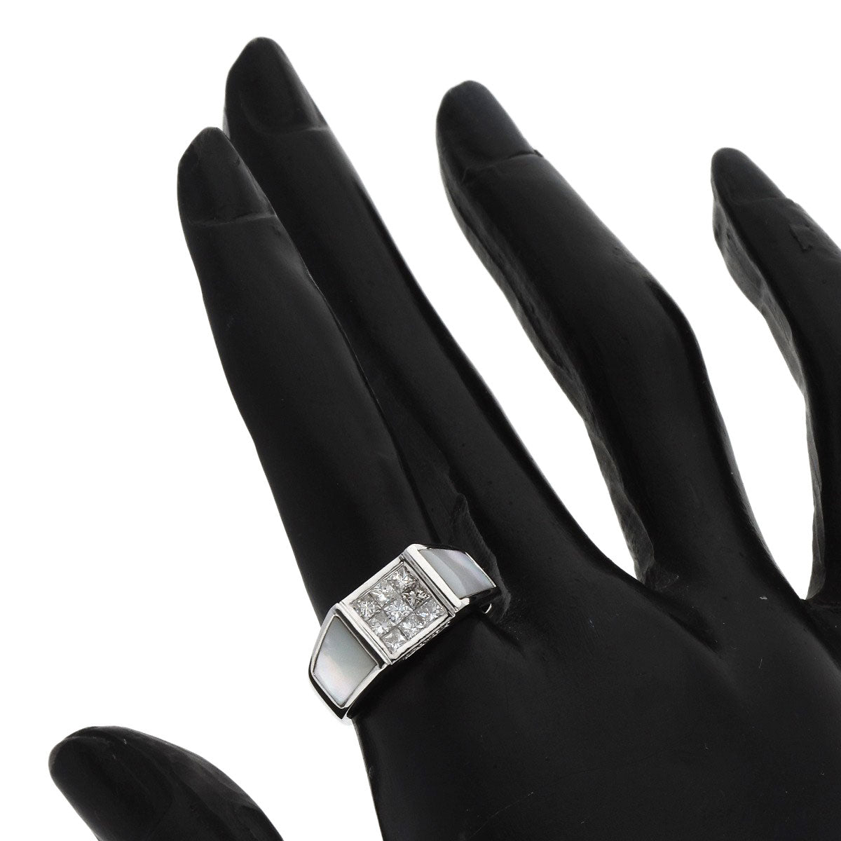 Diamond Shell Ring K18 White Gold  7.91g　Ladies