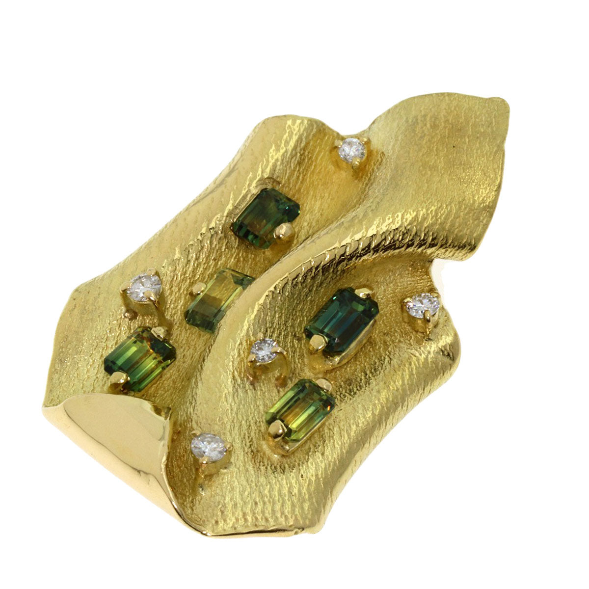 2.67ct Tourmaline Diamond Brooch K18 Yellow Gold  15.99g　Ladies