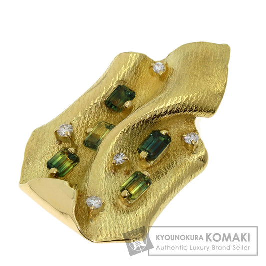 2.67ct Tourmaline Diamond Brooch K18 Yellow Gold  15.99g　Ladies