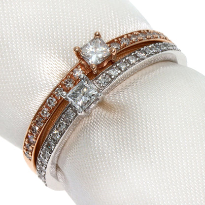 0.2ct Diamond 2 pcs set Ring K14 Pink Gold K14WG 4g　Ladies