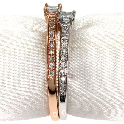 0.2ct Diamond 2 pcs set Ring K14 Pink Gold K14WG 4g　Ladies