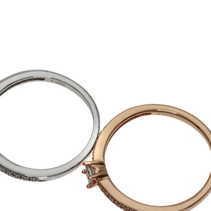 0.2ct Diamond 2 pcs set Ring K14 Pink Gold K14WG 4g　Ladies