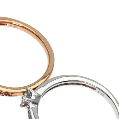 0.2ct Diamond 2 pcs set Ring K14 Pink Gold K14WG 4g　Ladies