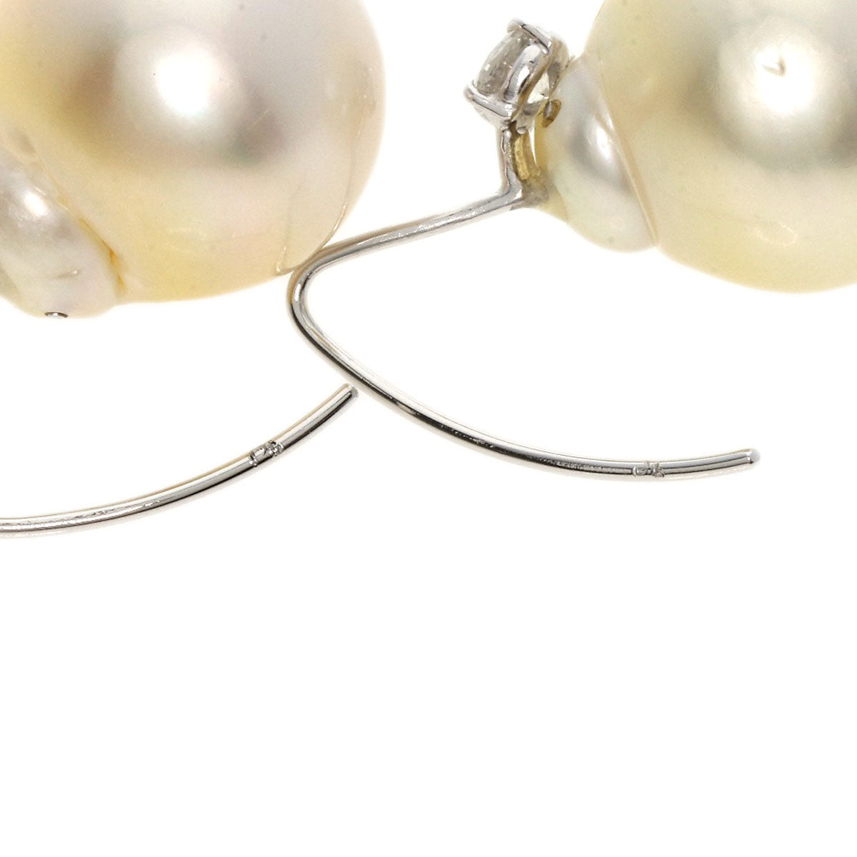 0.231ct Pearl Pearl Diamond earring Platinum  11.3g　Ladies